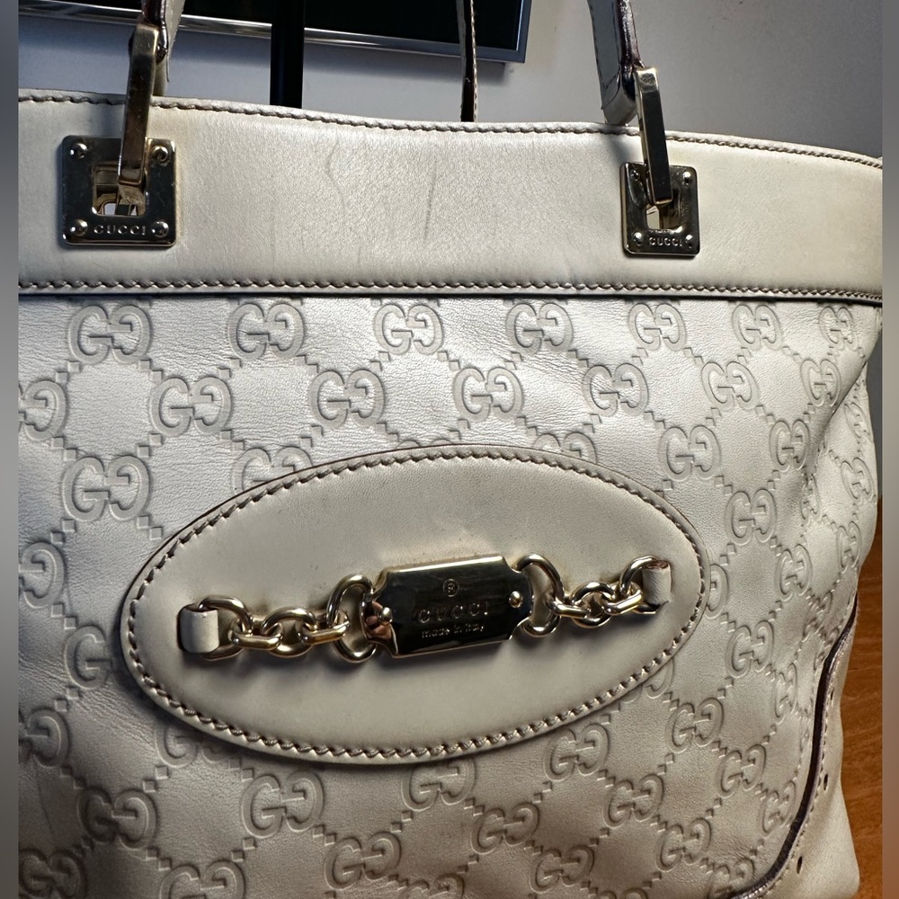 Gucci Cream Leather Punch Tote - Picture 3 of 13